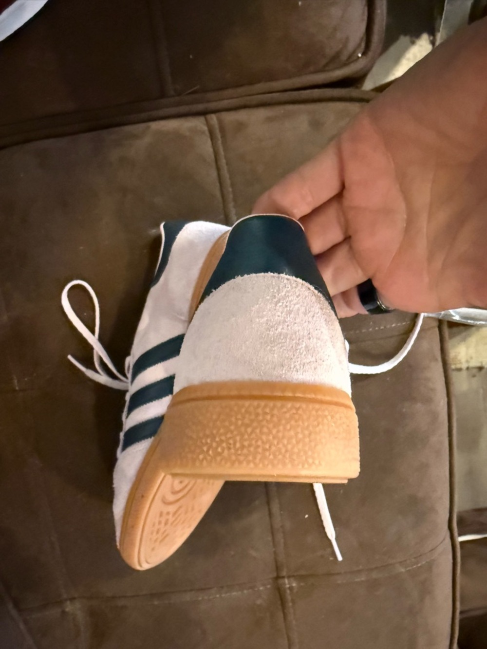 adidas Spezial Suede Sneakers in Pale Pink with Teal Stripes - Picture 3 of 5